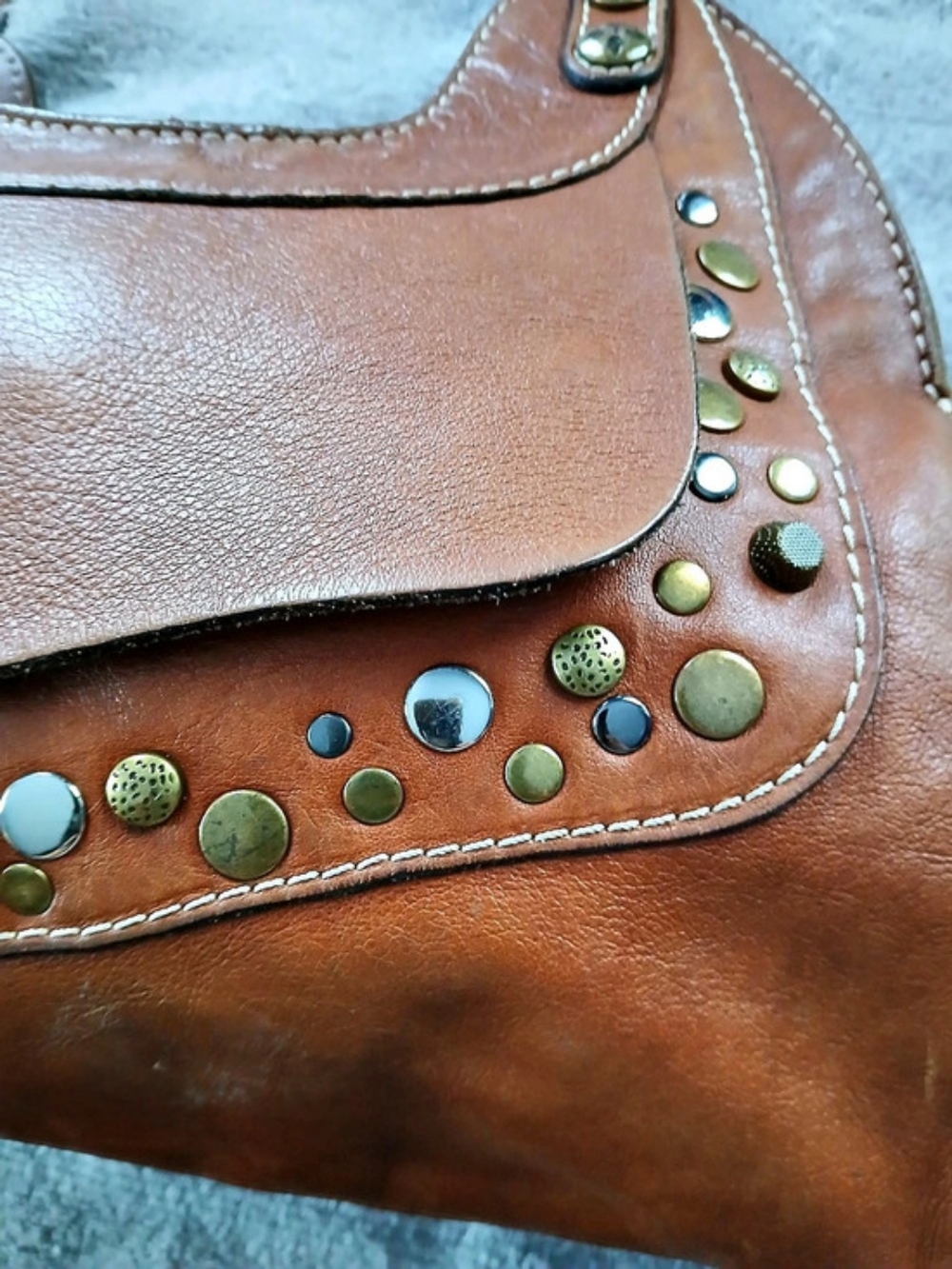 Patricia Nash Studded Brown Leather Hobo - Picture 9 of 16